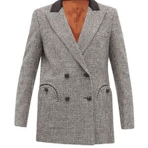 Blaze Milano Kismet Wool-blend Houndstooth Blazer In Black